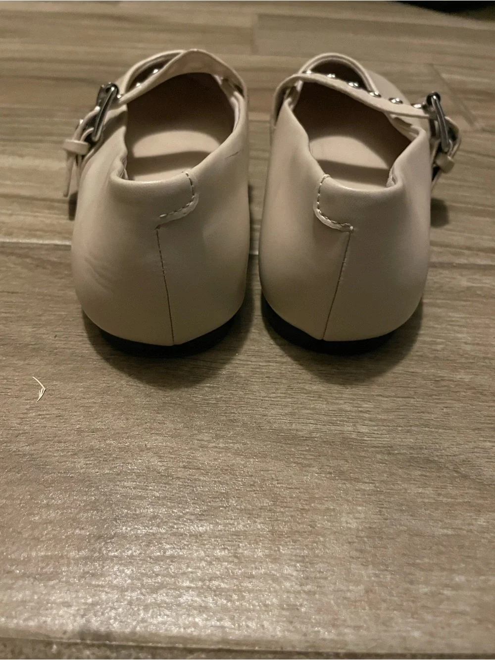 Zara Cream Mary Jane Flats with Buckle Strap and Eyelet Detail